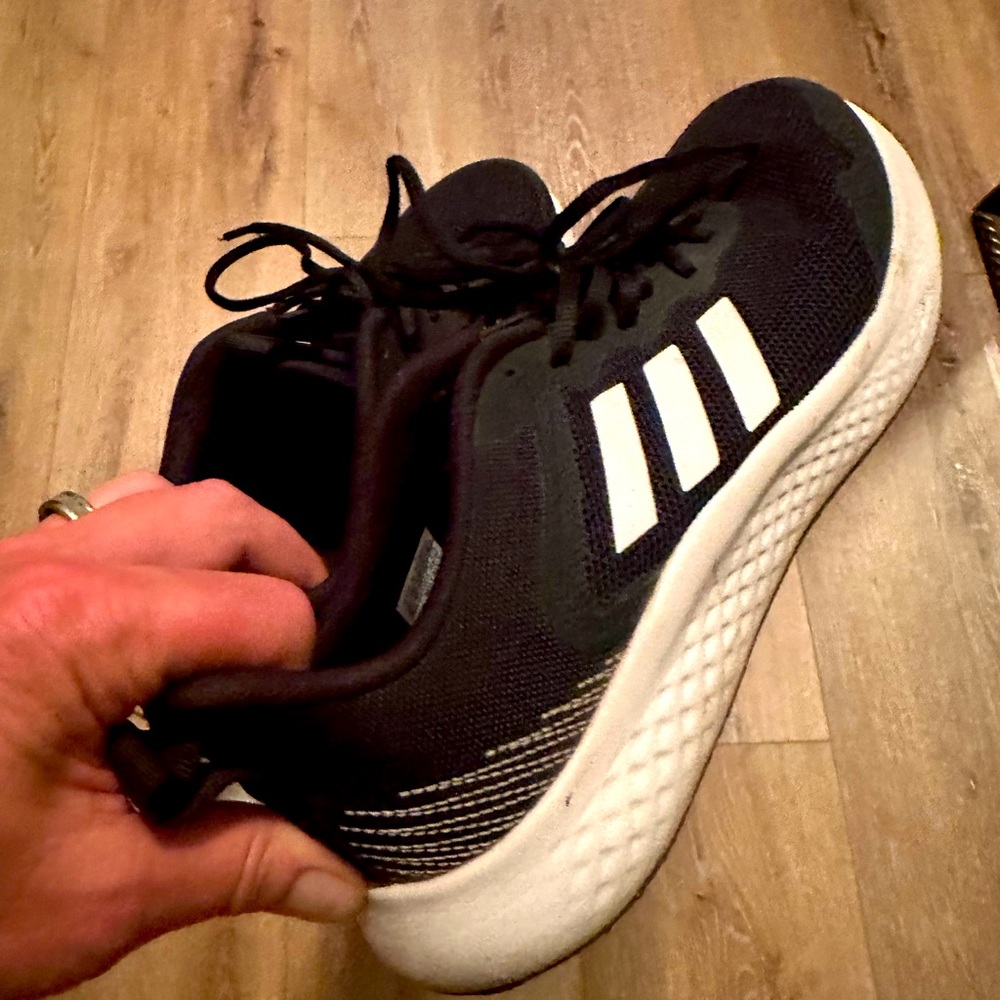 Adidas cloud foam black white shoes